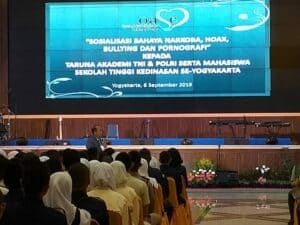 Sosialisasi Bahaya Narkoba, Hoax, Bullying, Pornografi kepada Taruna Akademi TNI & POLRI serta Mahasiswa Sekolah Tinggi Kedinasan Se-Yogyakarta oleh Organisasi Aksi Solidaritas Era Kabinet Kerja (OASE)