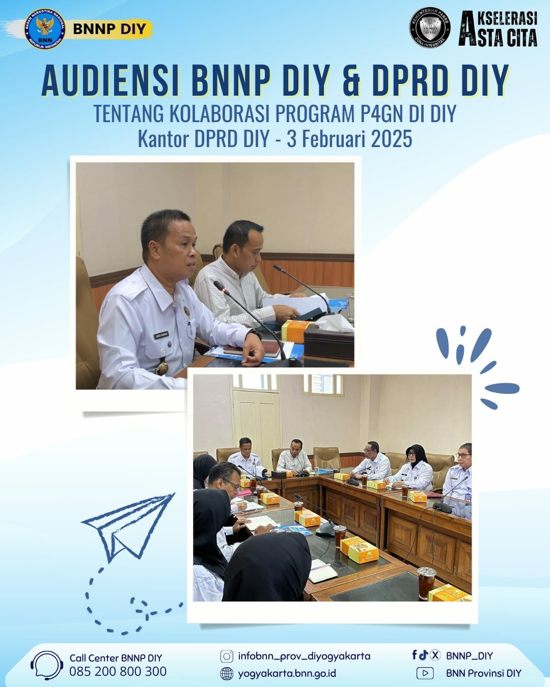 BNNP DIY Hadiri Audiensi Kerja Sama dan Kolaborasi Program P4GN dengan DPRD DIY BNNP DIY Hadiri Audiensi Kerja Sama dan Kolaborasi Program P4GN dengan DPRD DIY